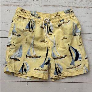 Janie and Jack Yellow Sailboat Print Swim Shorts size 7